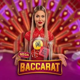 Mega Baccarat logo by Pragmatic Play at Flaksi Casino